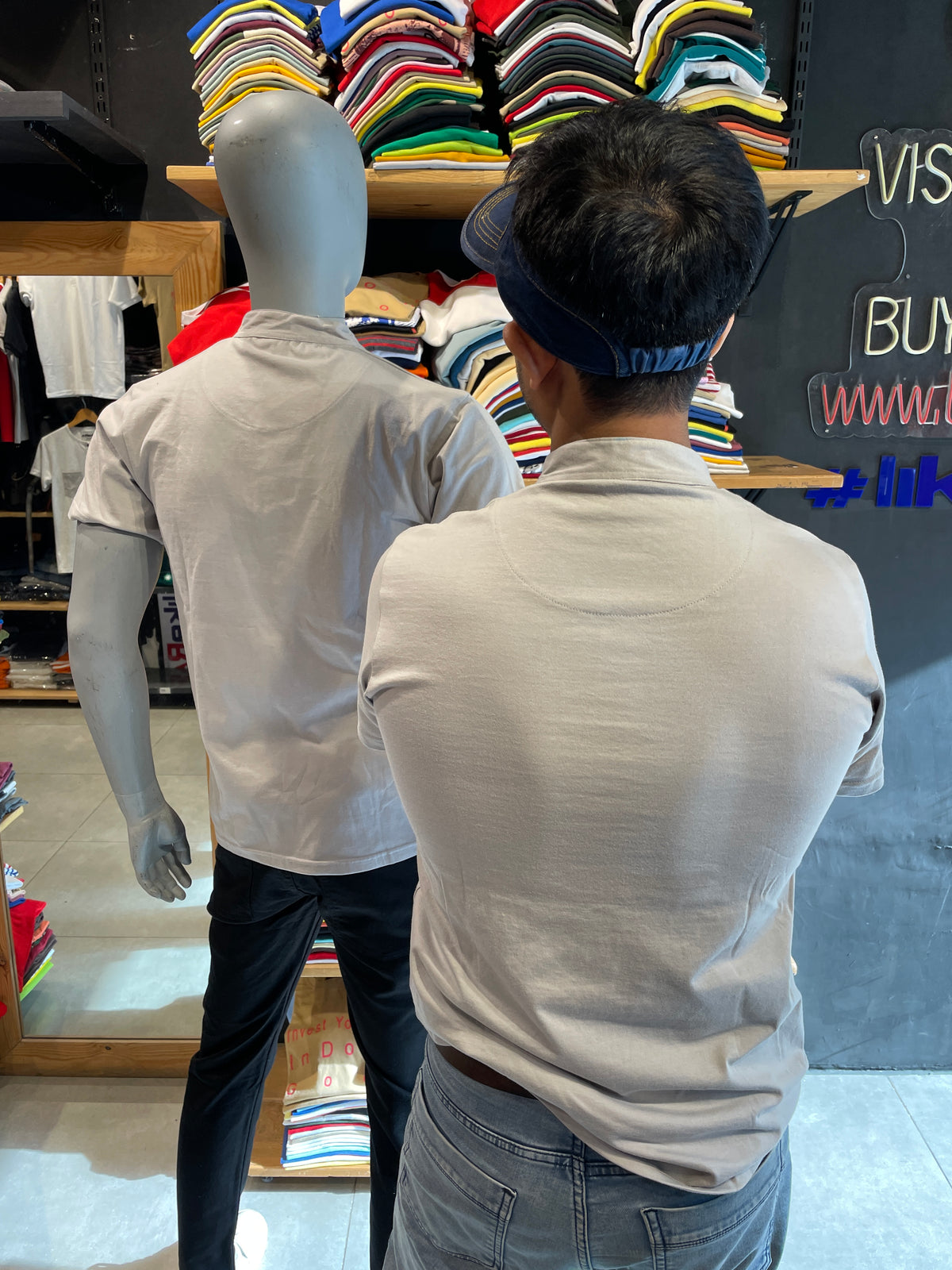 Light Grey Chinese Collar Tee