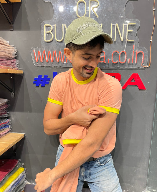 Peach Combination Rib Tshirt