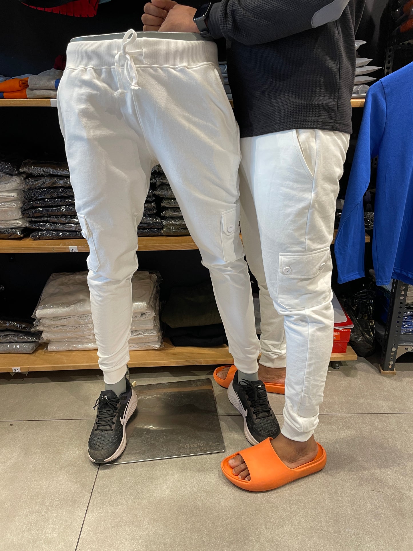 White Cargo Style Joggers