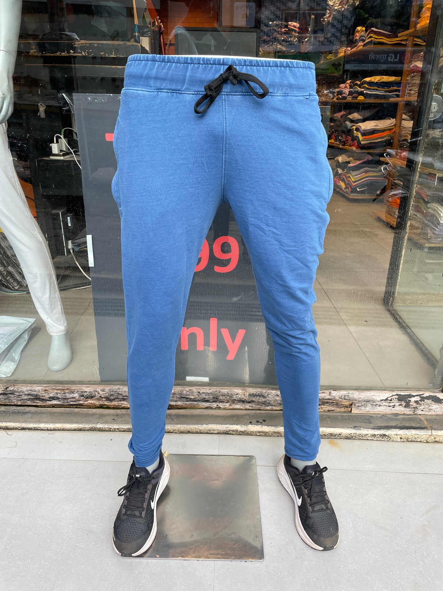 Denim Blue Stretch Track Pant