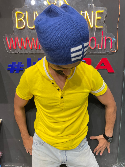 Lemon Matty Hooded Tee with Sleeves Stripes