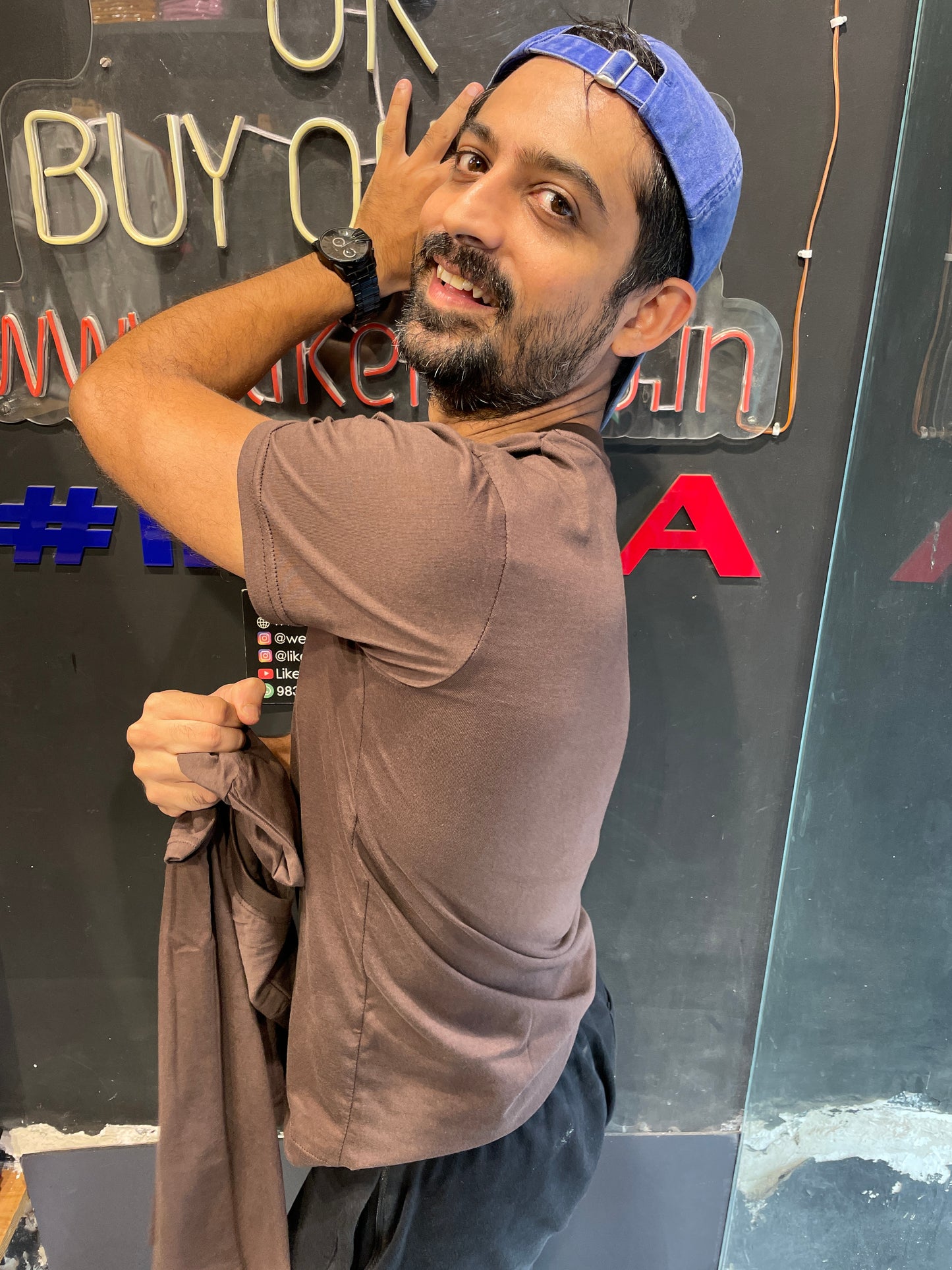 Brown V Neck Basic Tshirt