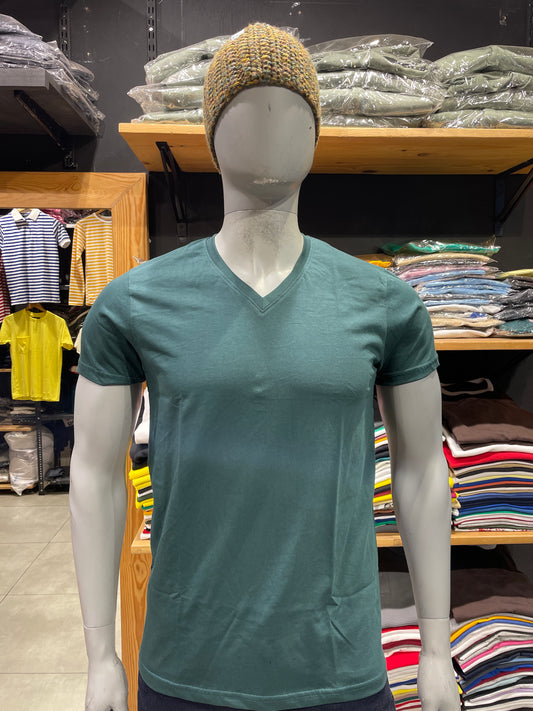 Forest Green V Neck Basic Tshirt