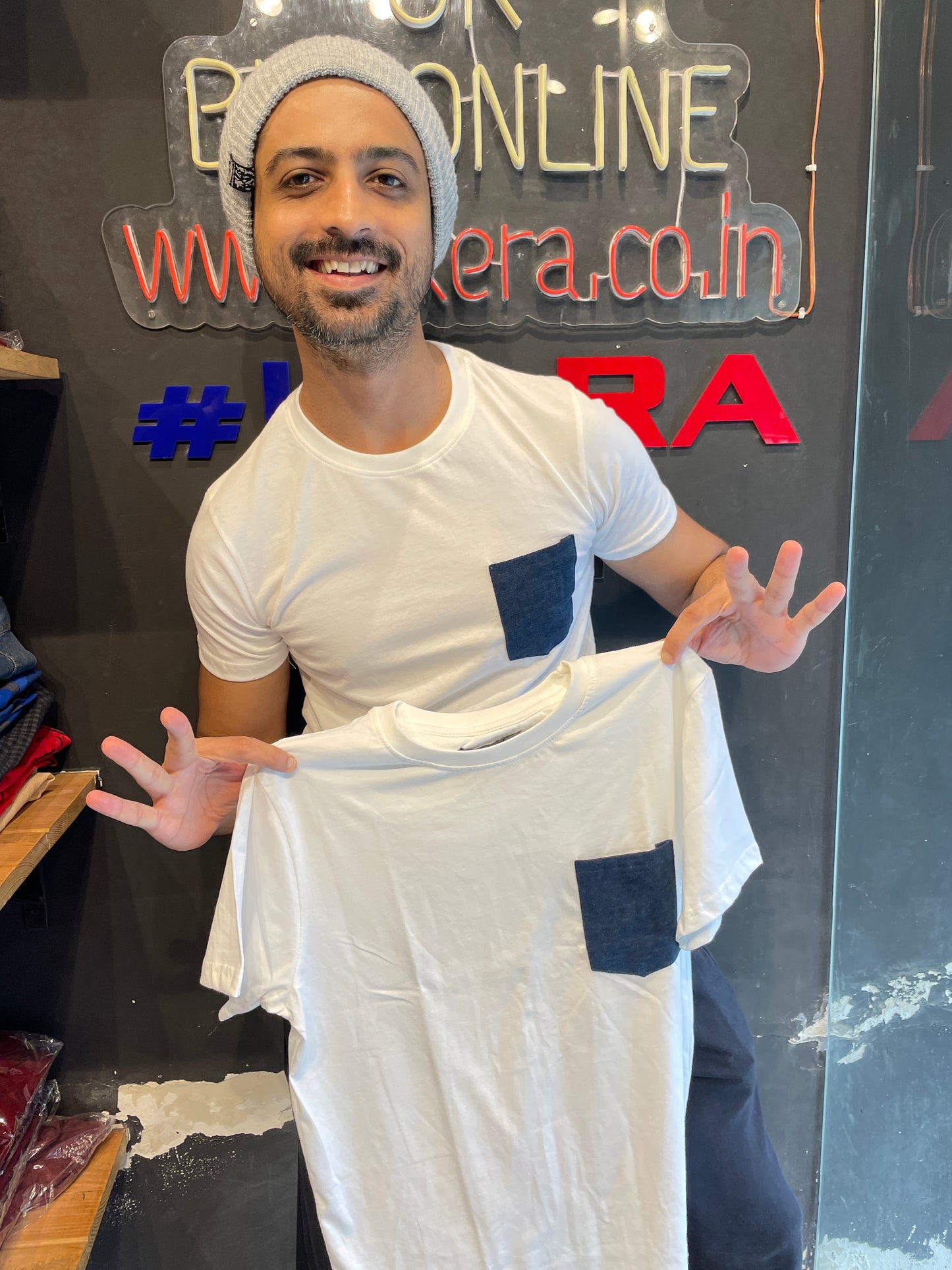 White Denim Pocket Tee