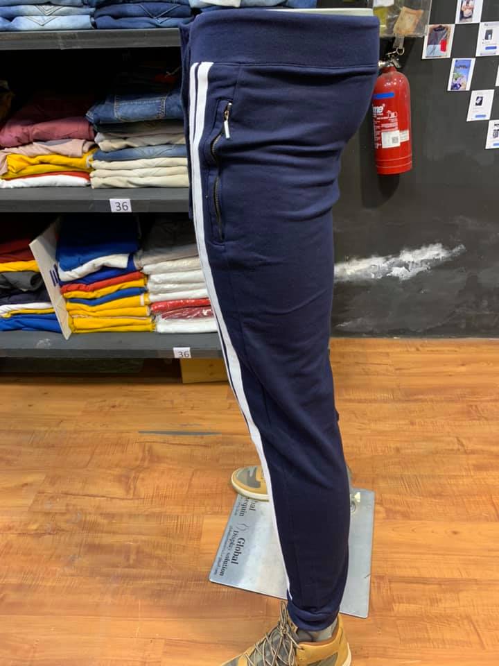 Navy Joggers with Front Double Lines