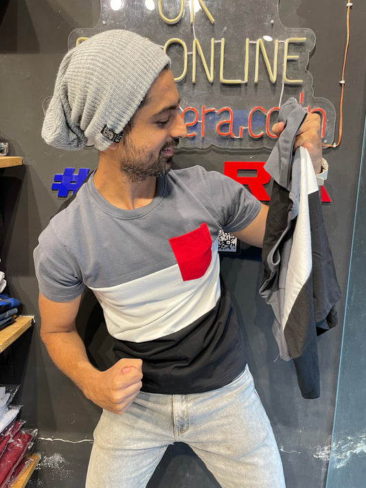 Steel Grey / White / Black Combination Tee