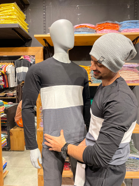 Black / White / Steel Grey Colour Block Tshirt