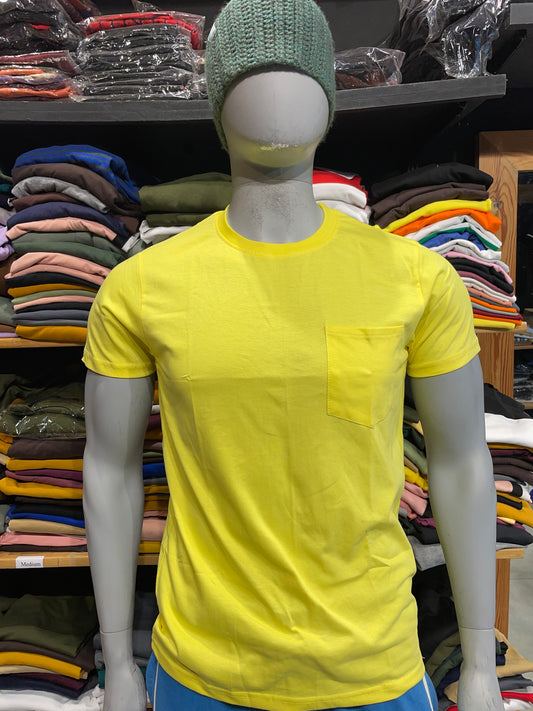Yellow Basic Pocket Tshirt