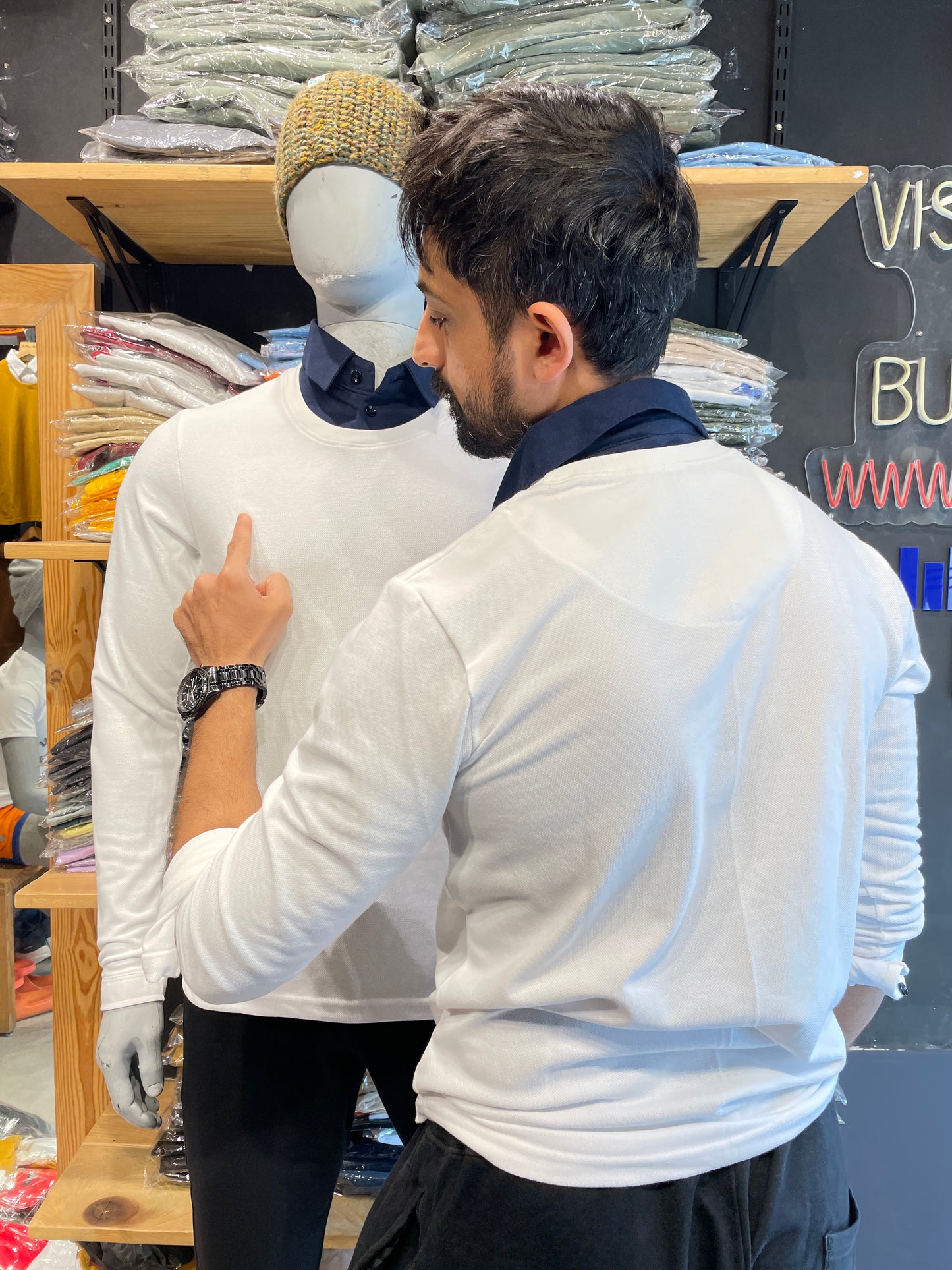 White Pull Over Type Collar Tee