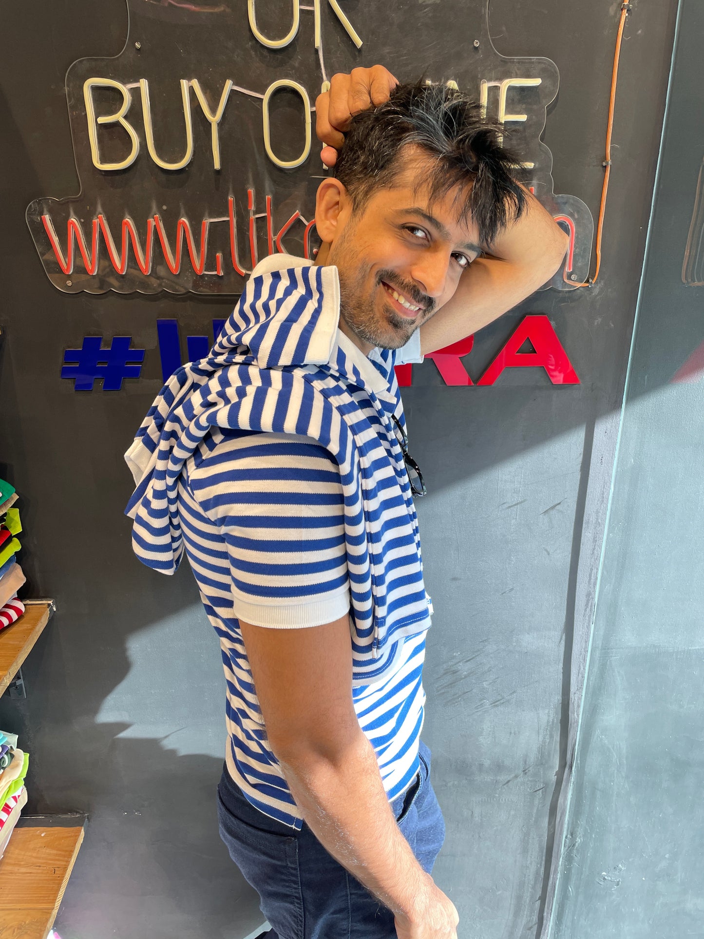 Blue / White Striped Polo Tshirt