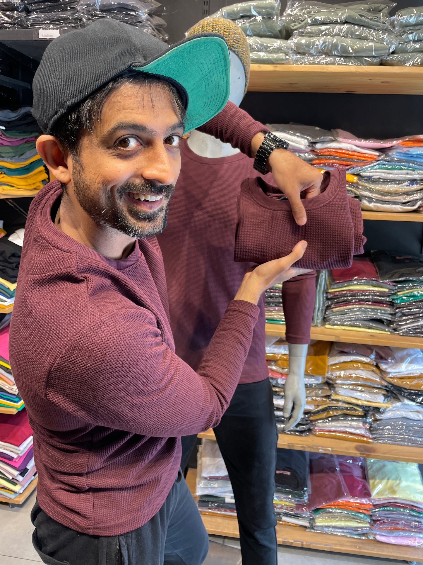 Burgundy Waffle Basic Tee