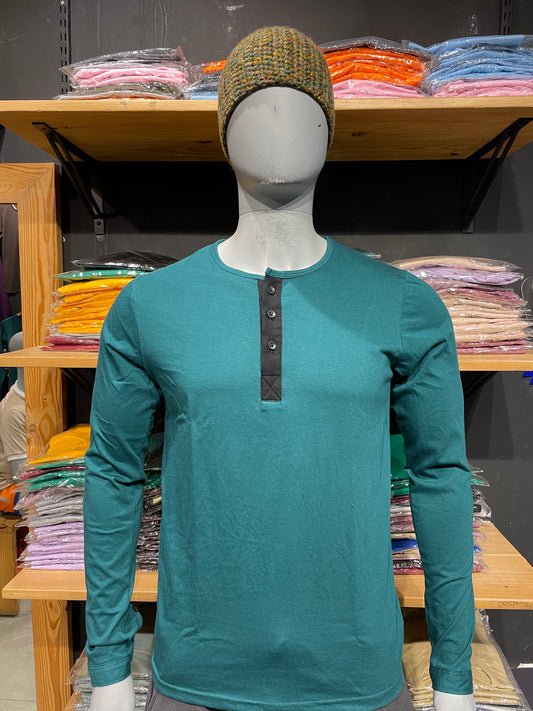 Harbour Blue Henley with Black Placket