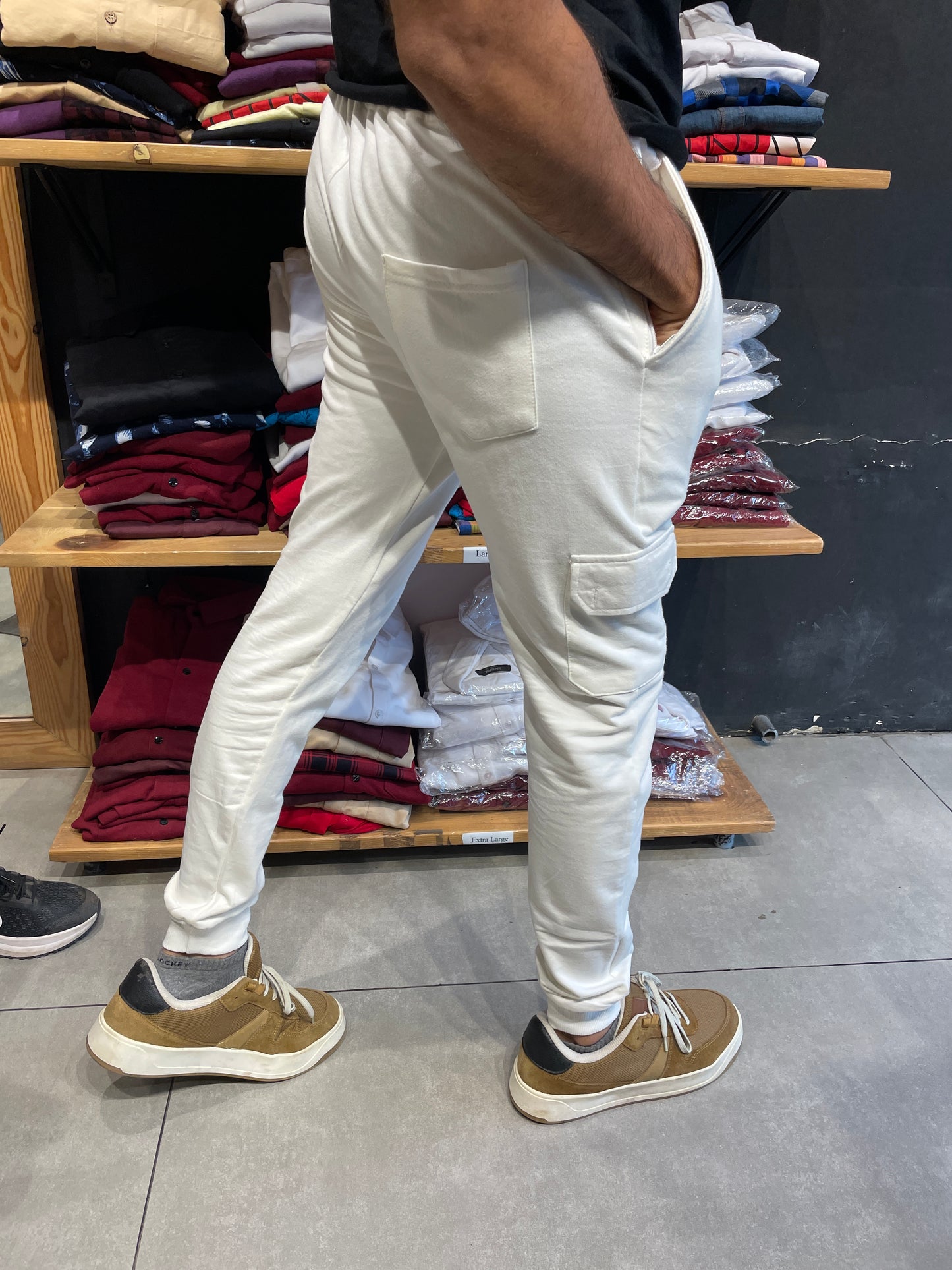 White Cargo Style Joggers