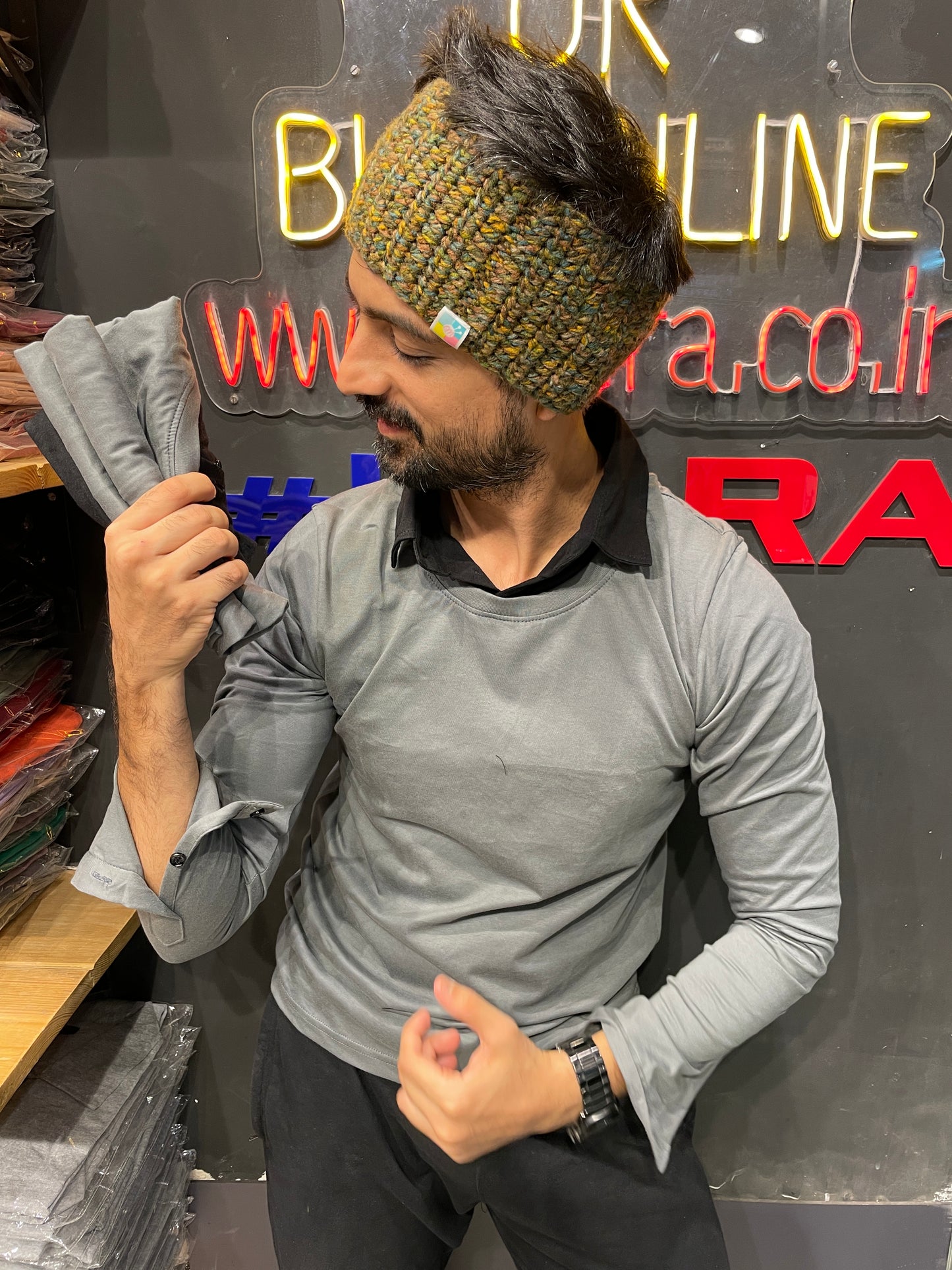 Steel Grey/Black Pull Over Type Collar Tee