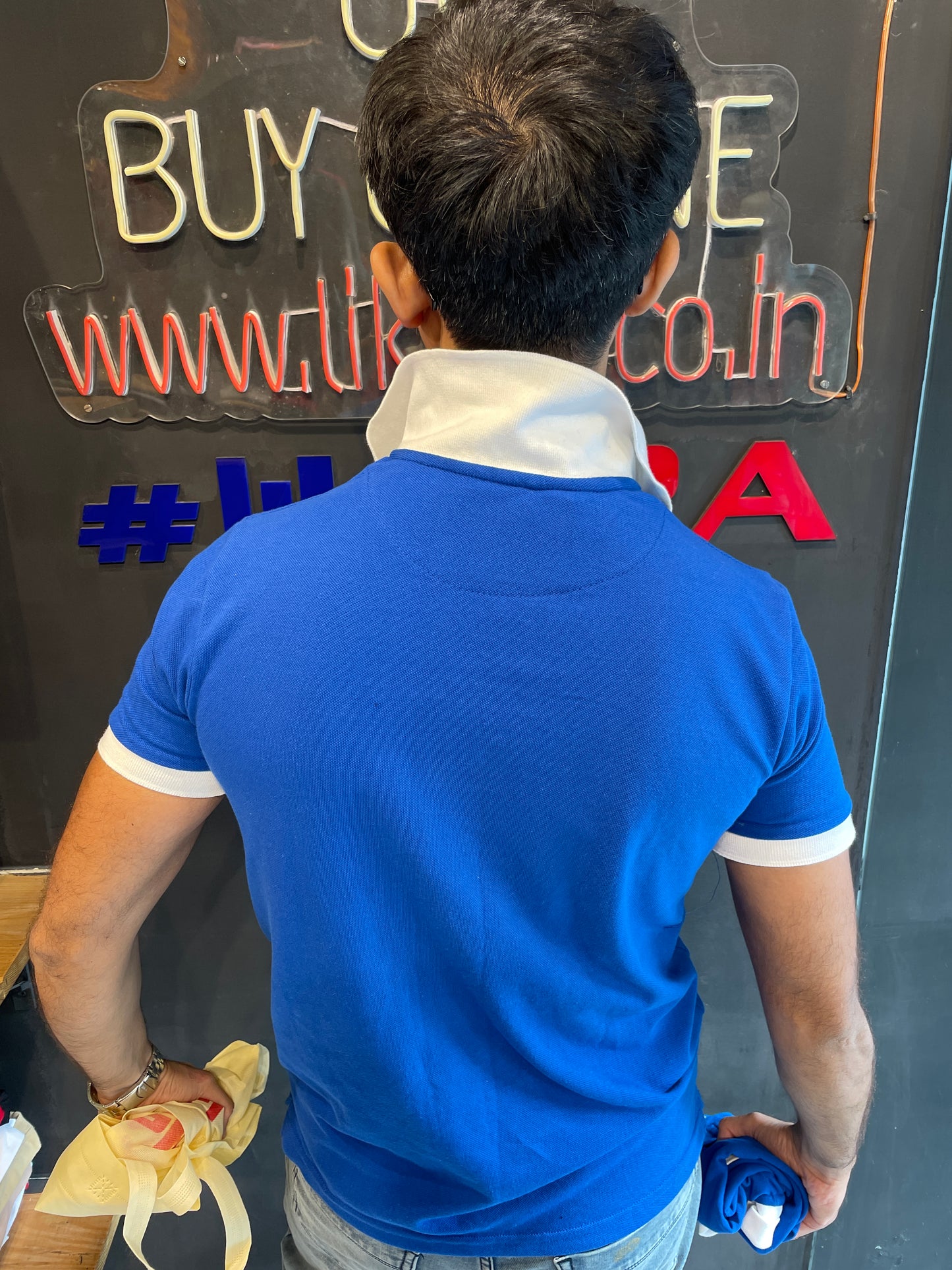 Royal Blue Printed Polo Tshirt