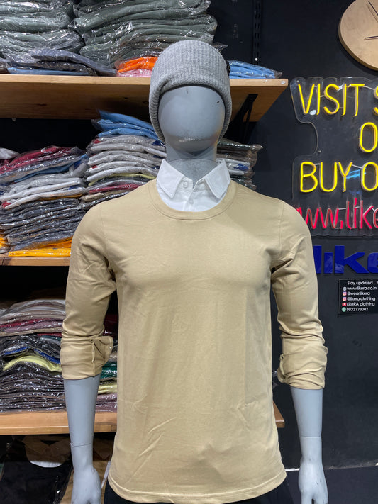 Beige Pull Over Type Collar Tee