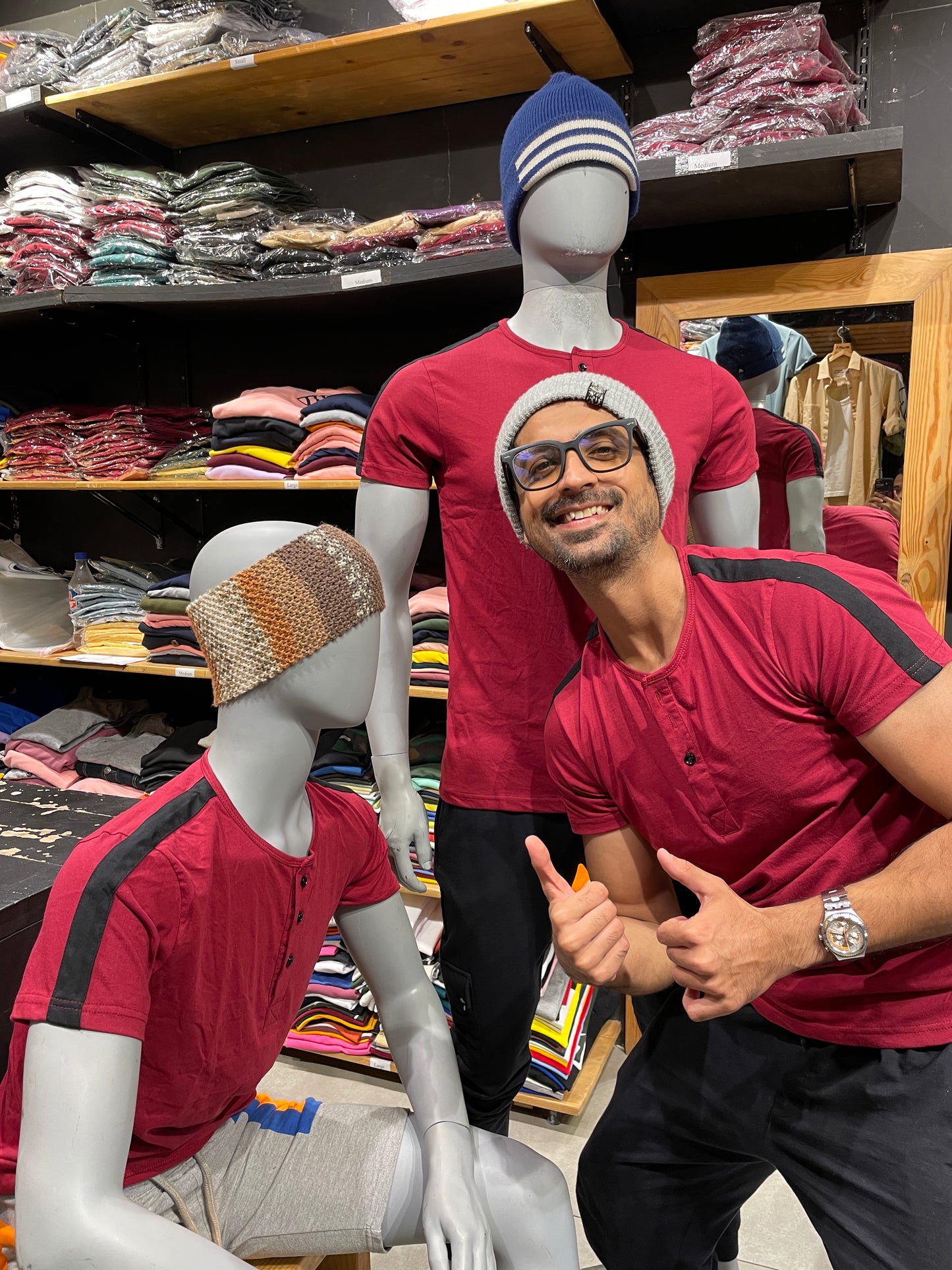 Maroon Side Stripe Henley