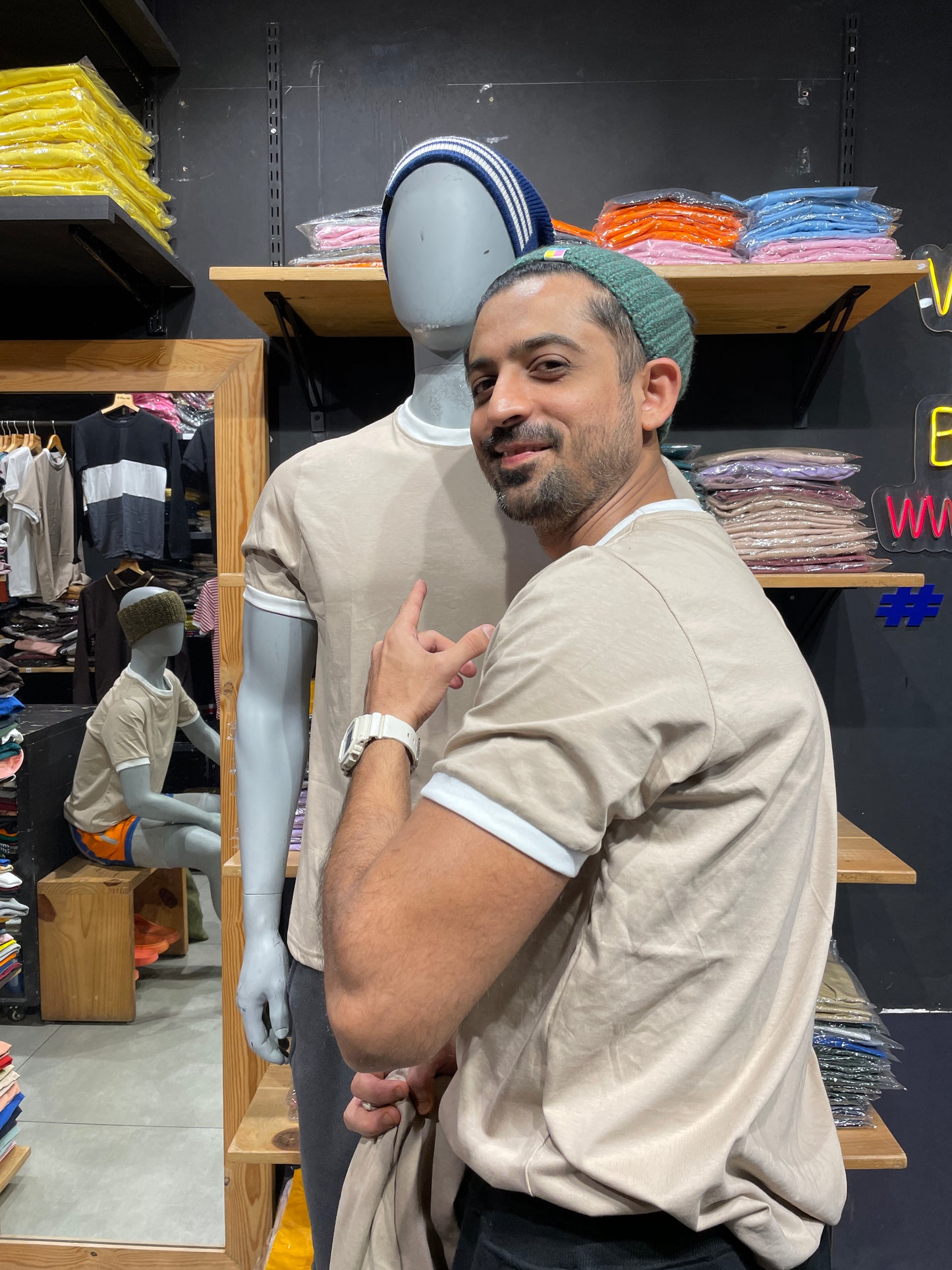 Ivory Relaxed Fit Contrast Rib Tshirt