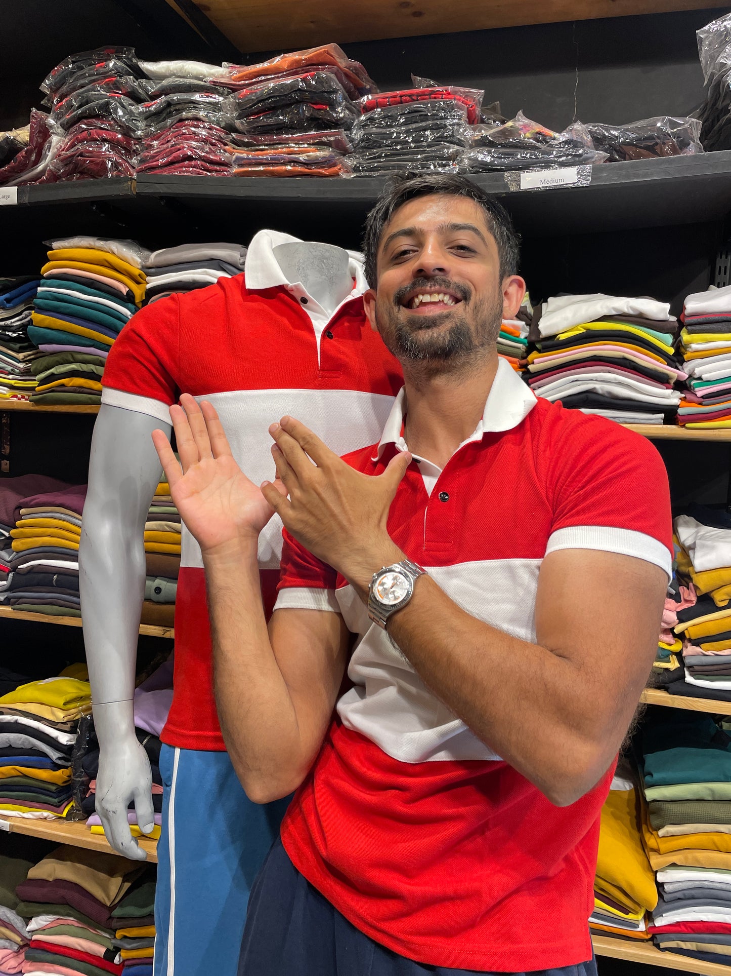 Red / White Colour Block Polo Tshirt