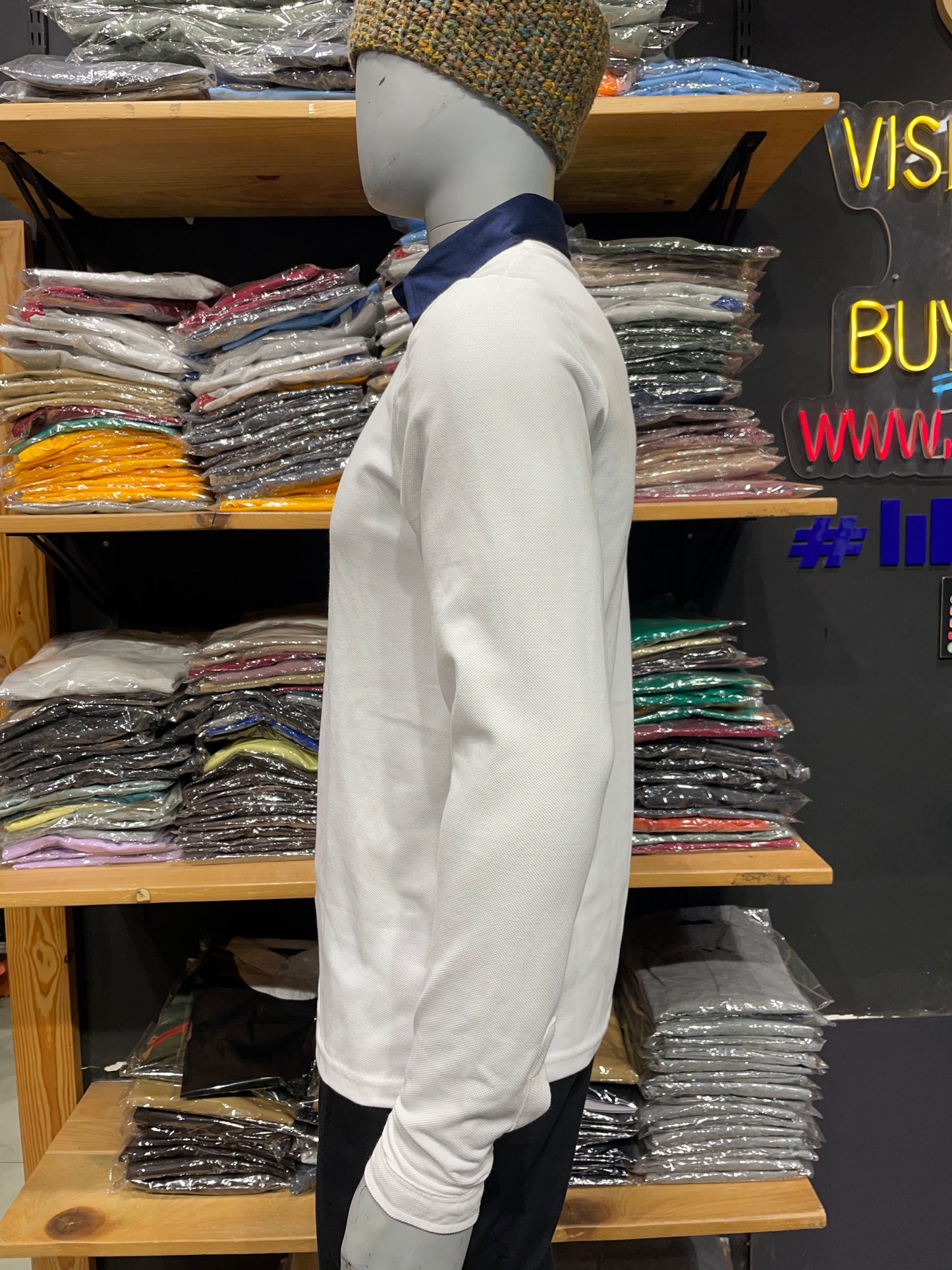 White Pull Over Type Collar Tee