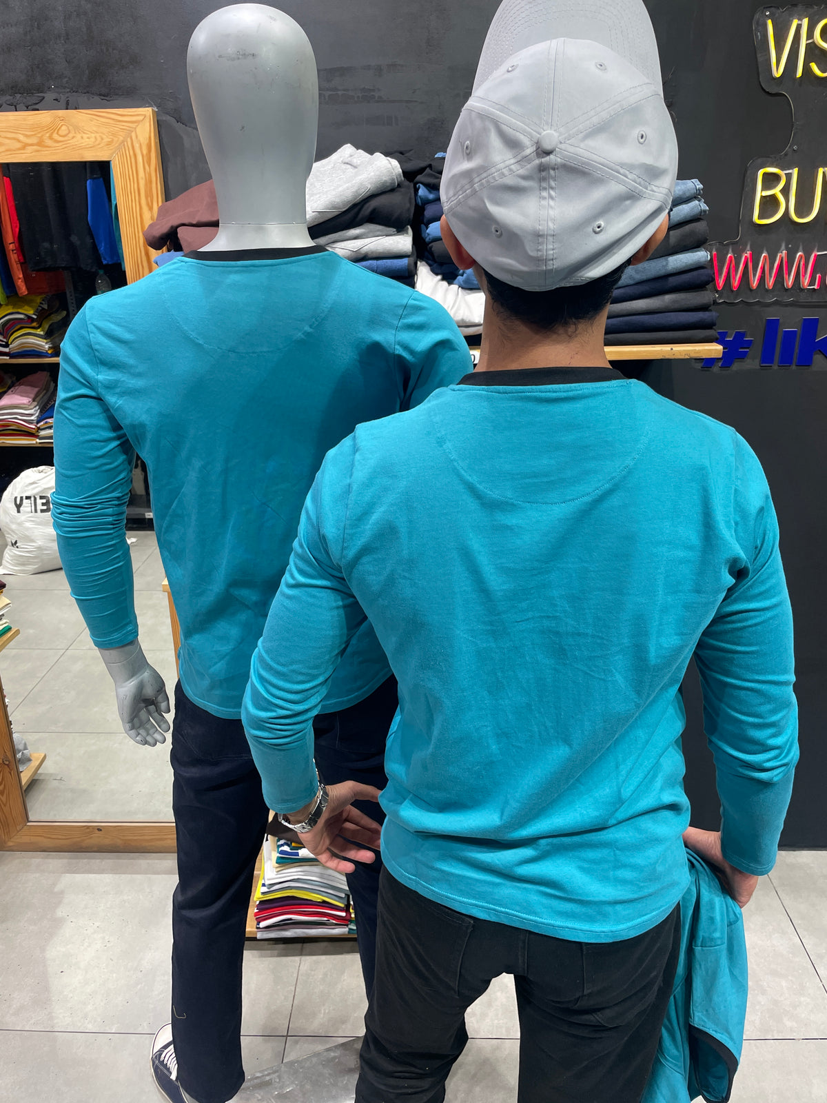 Captain Blue Basic V Neck Full Sleeves Tshirt