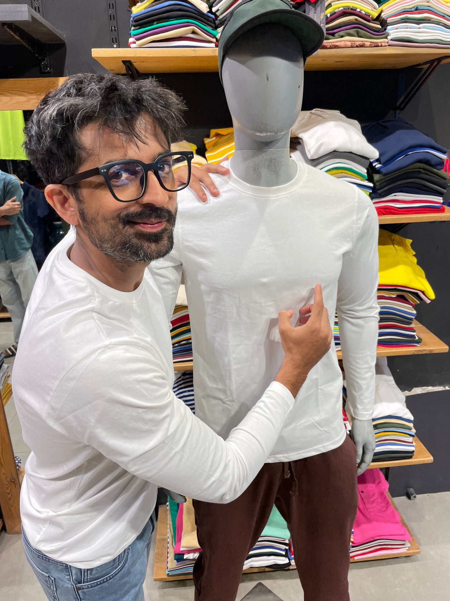 White Basic Cotton Full Sleeves Tshirt