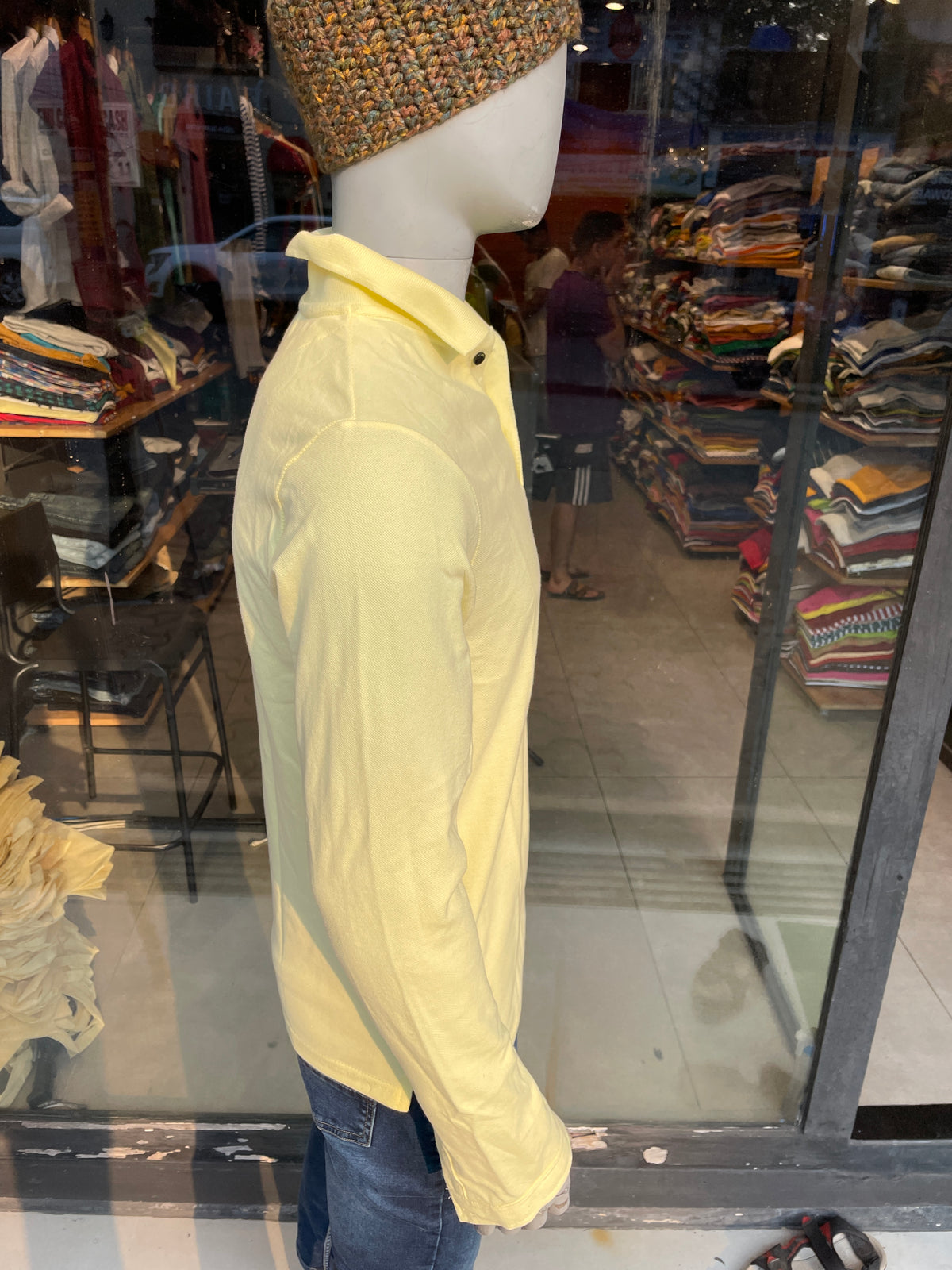 Light Lemon Full Sleeves Polo Tshirt