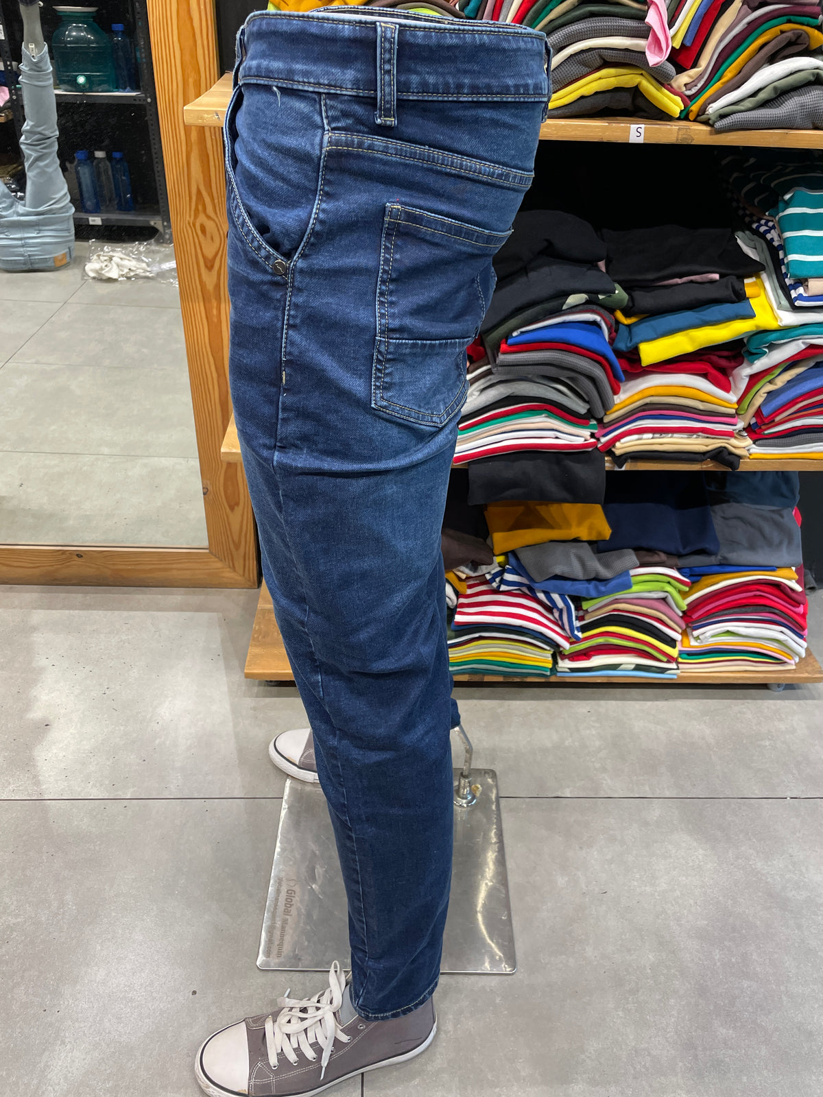 Dark Blue Cross Pocket Jeans