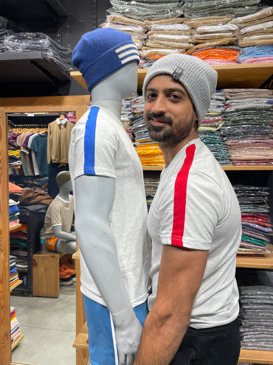 Ecru Contrast Side Stripe Tshirt