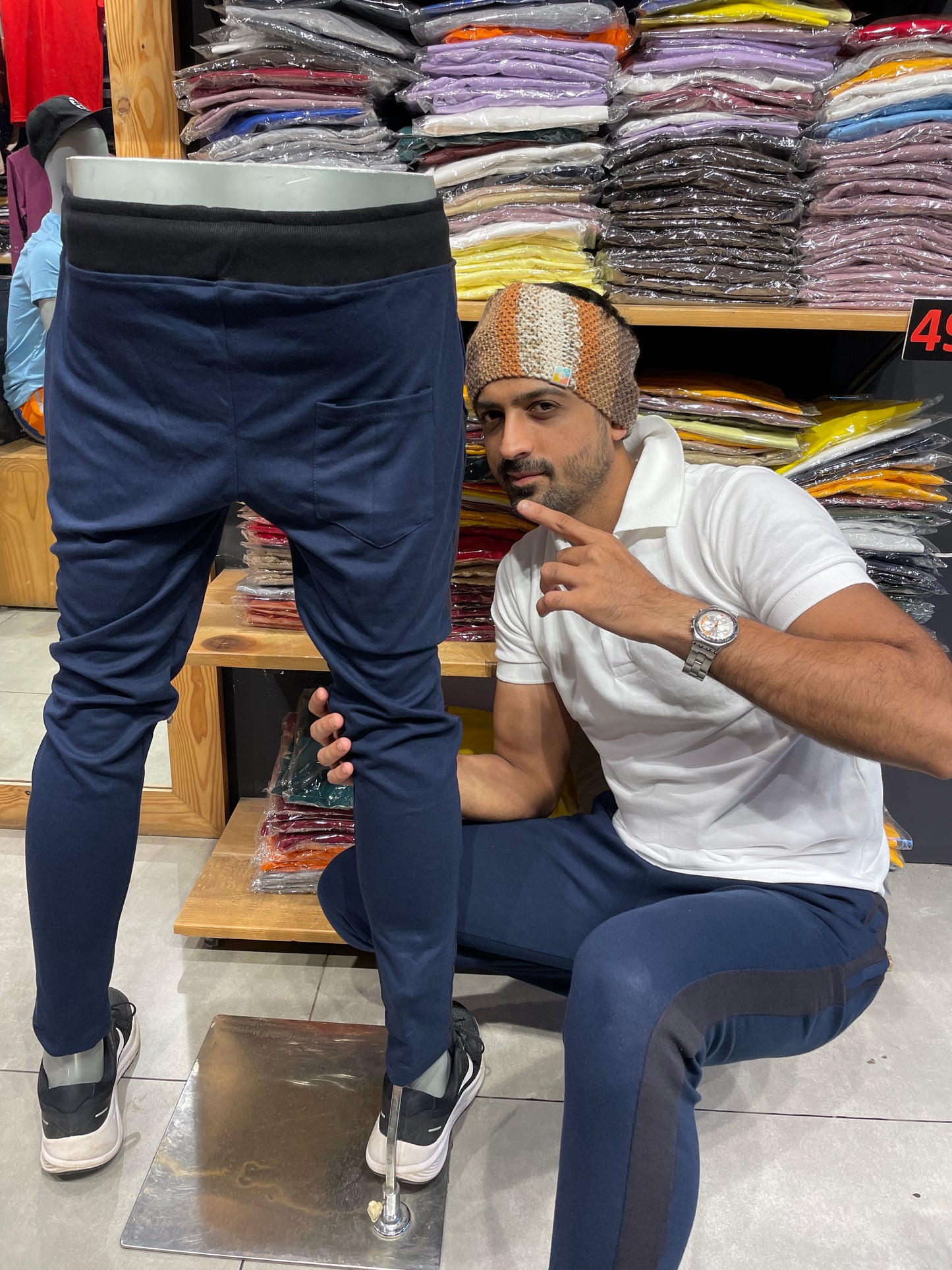 Navy Side Stripe Trackpant