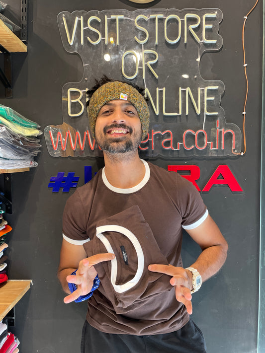 Brown Combination Rib Tshirt