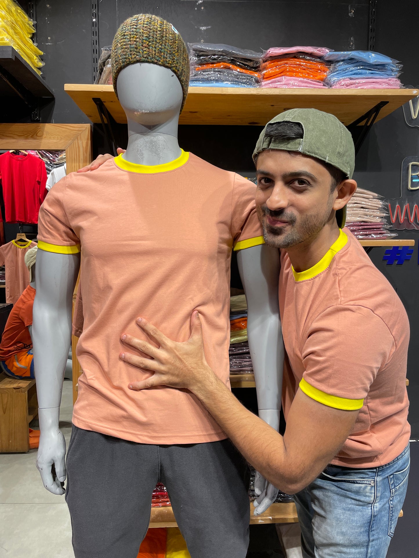 Peach Combination Rib Tshirt