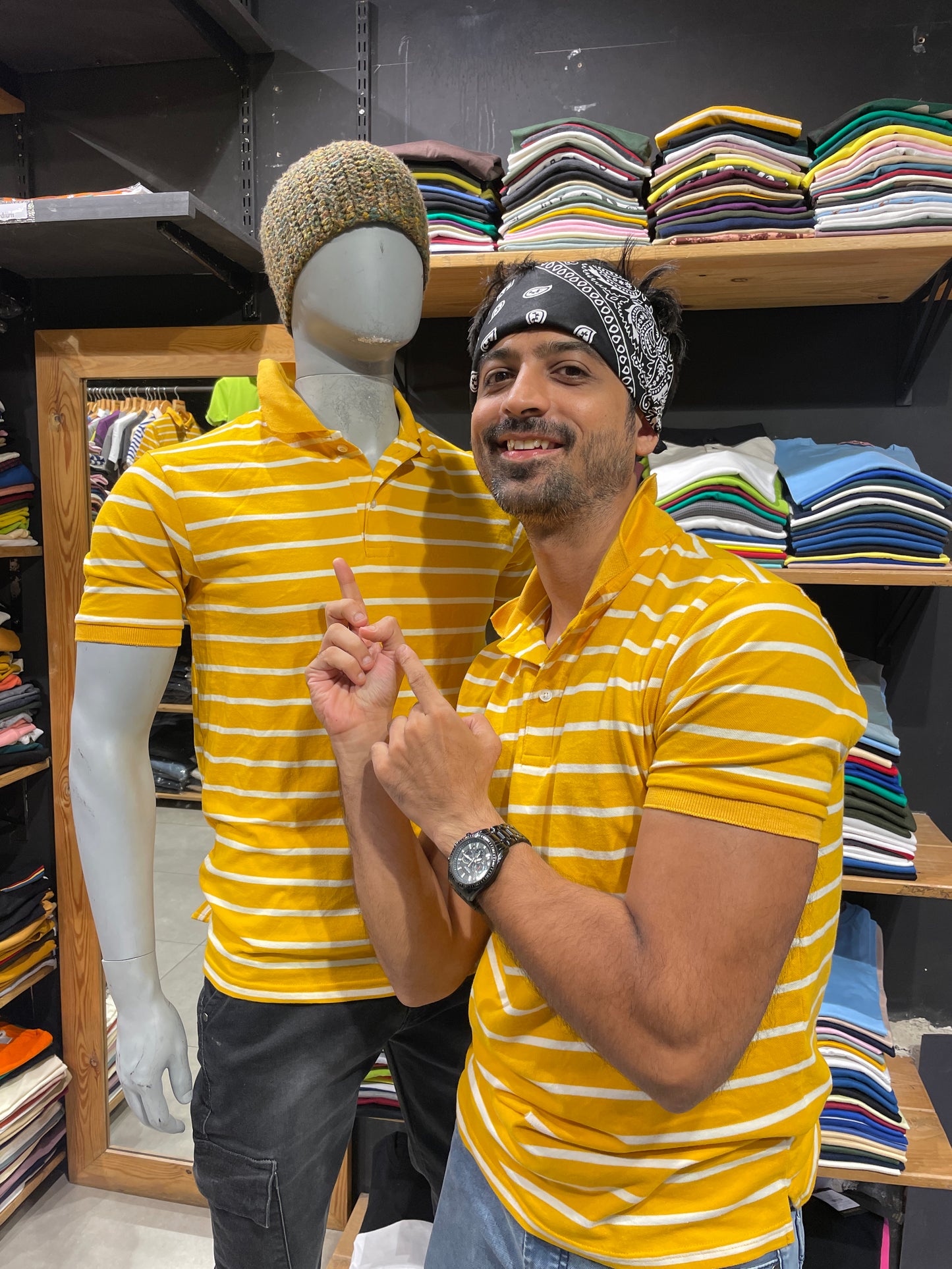 Yellow / White Stretch Polo Tshirt