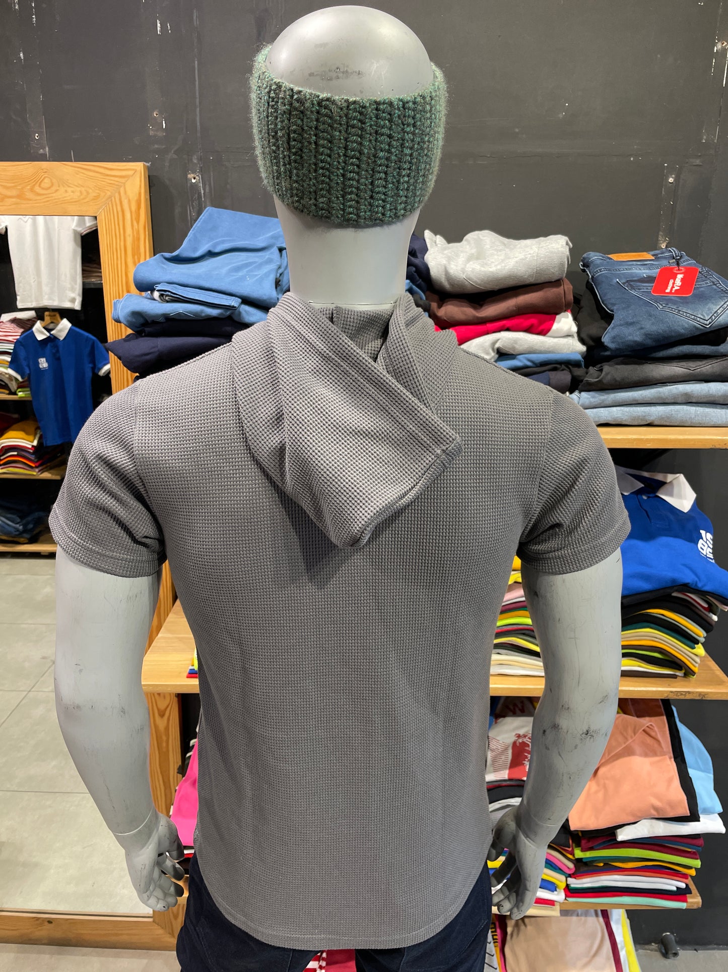 Steel Grey Waffle Hooded Tee