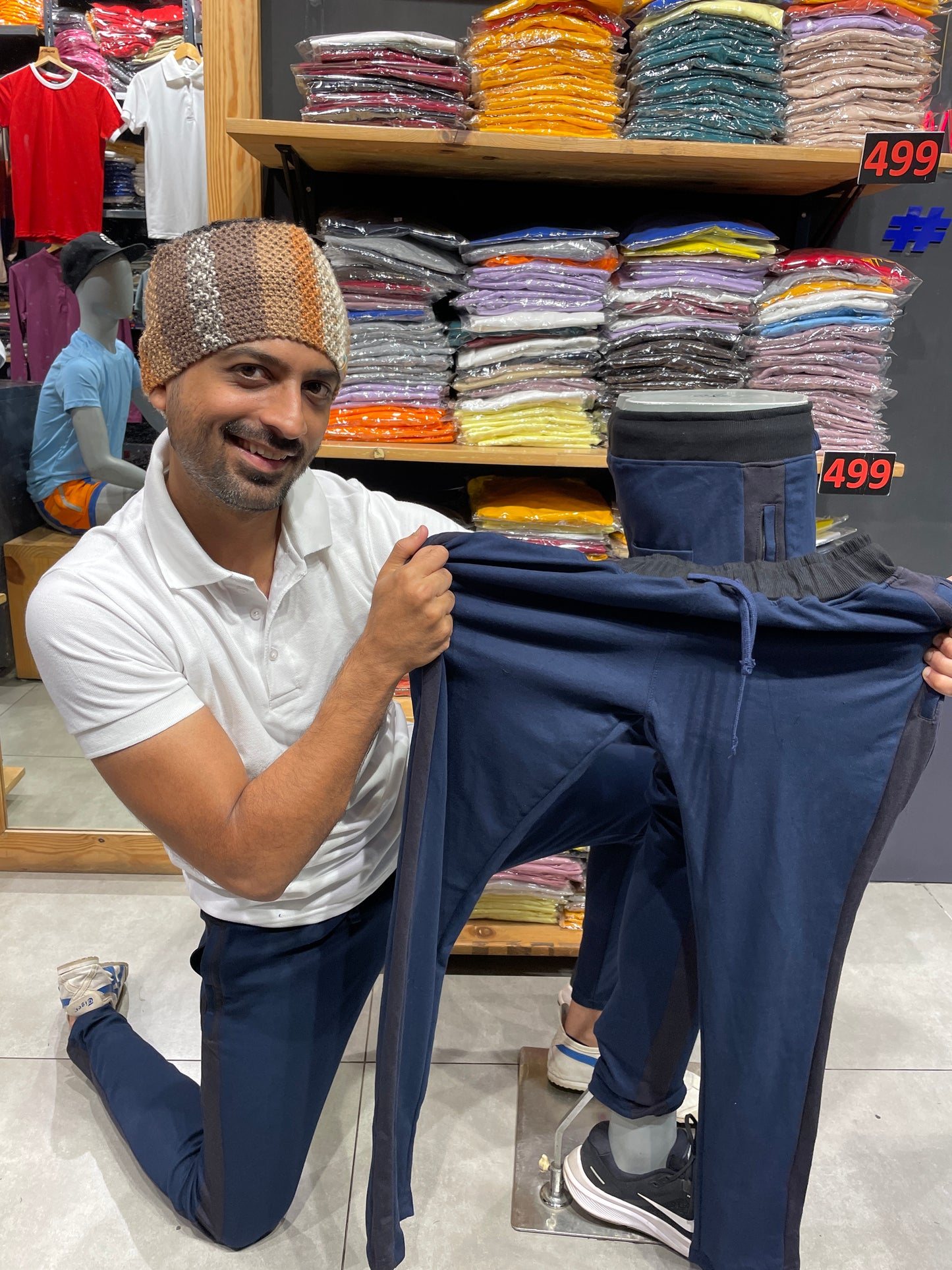 Navy Side Stripe Trackpant