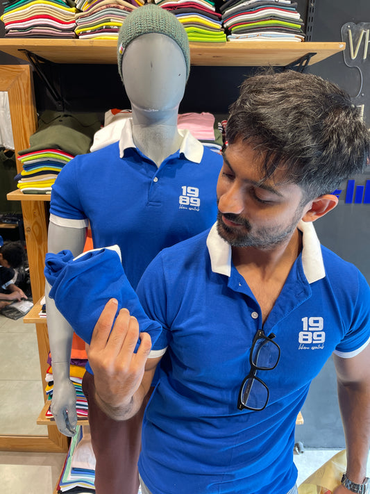 Royal Blue Printed Polo Tshirt