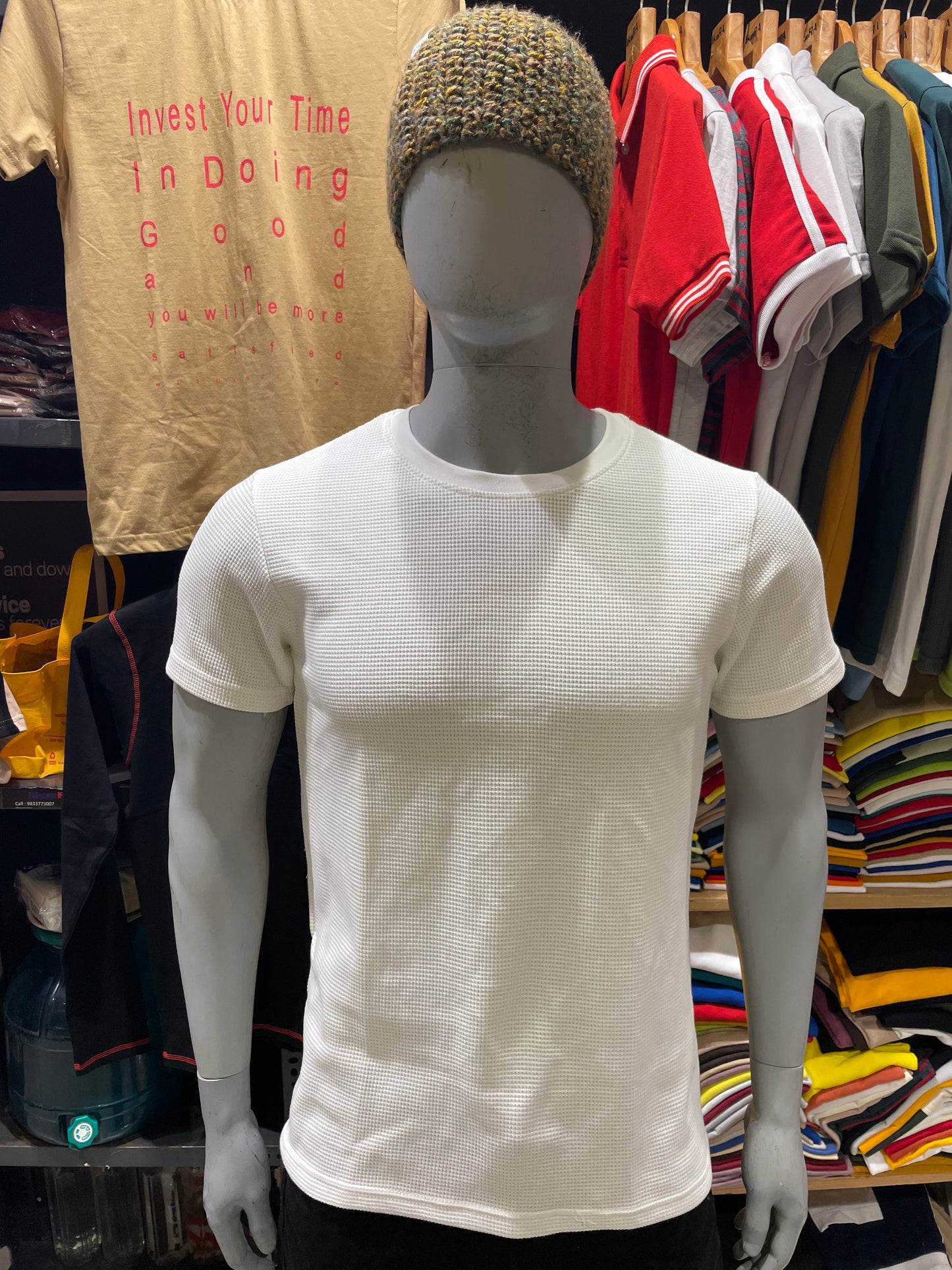 White Waffle Basic Tee