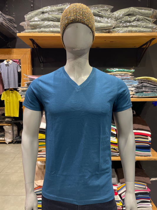 Colonial Blue V Neck Basic Tshirt