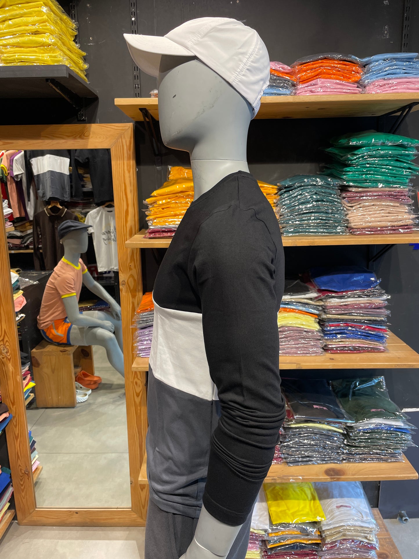 Black / White / Steel Grey Colour Block Tshirt