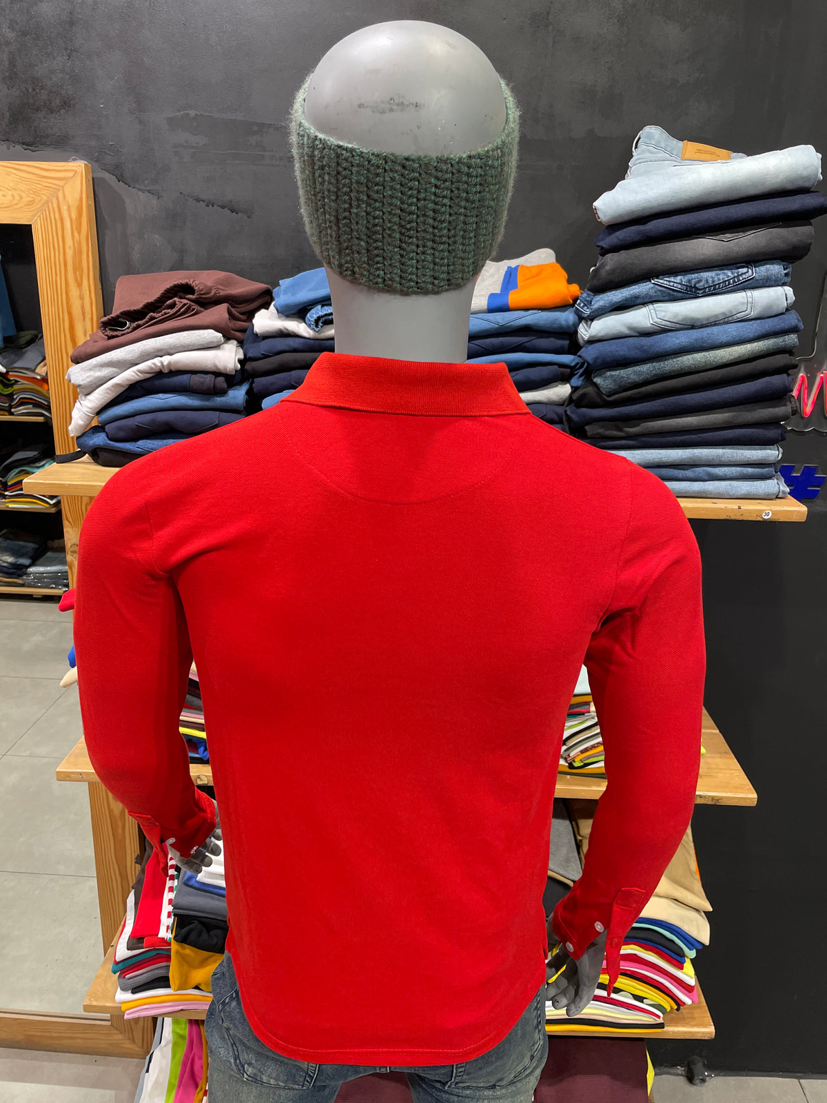 Red Polo Tshirt with Striped Pocket