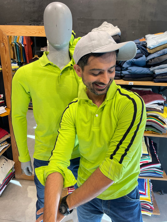 Apple Green Polo Tshirt with Double Piping