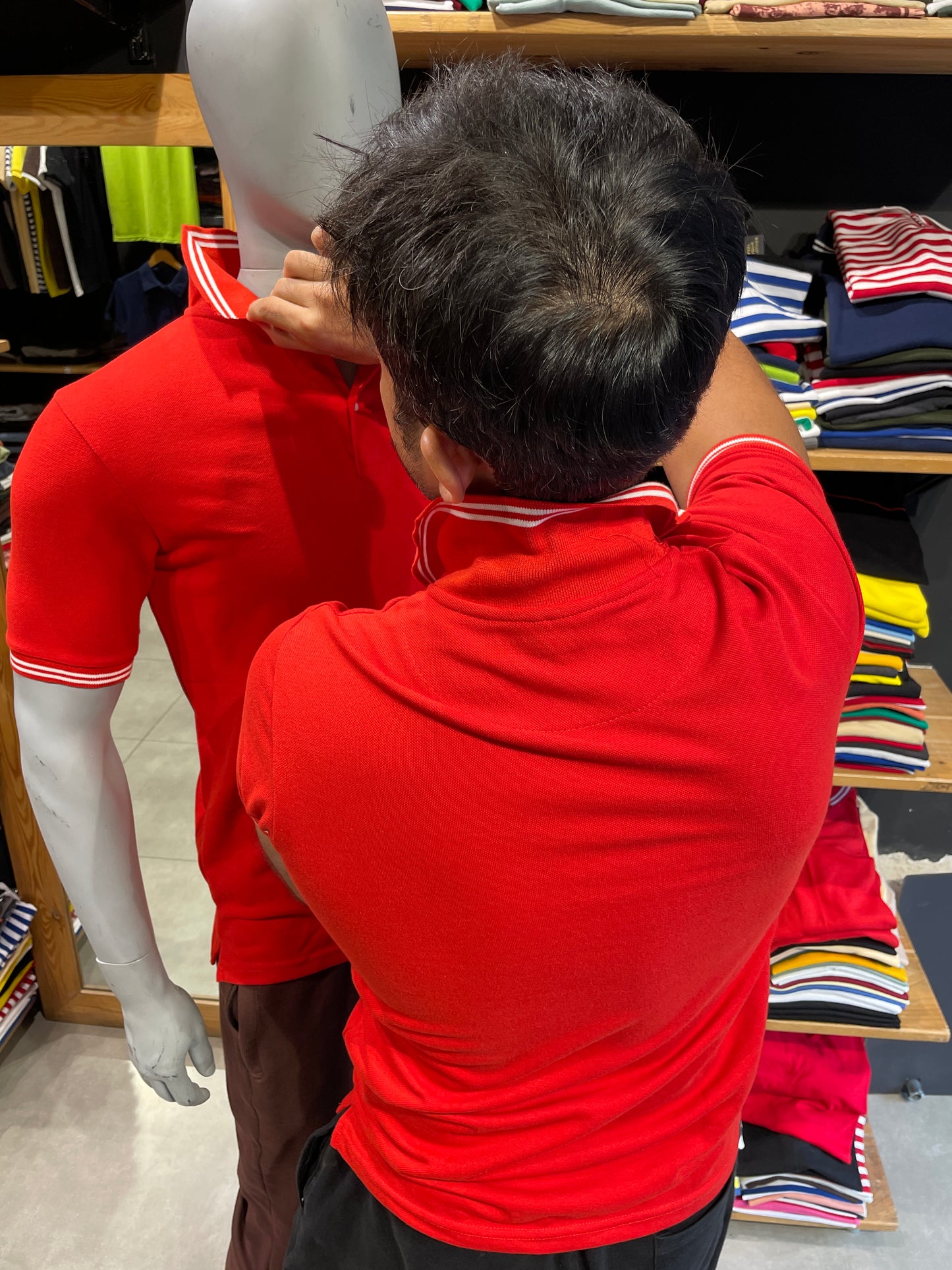 Red Polo Tshirt with Double Tipping