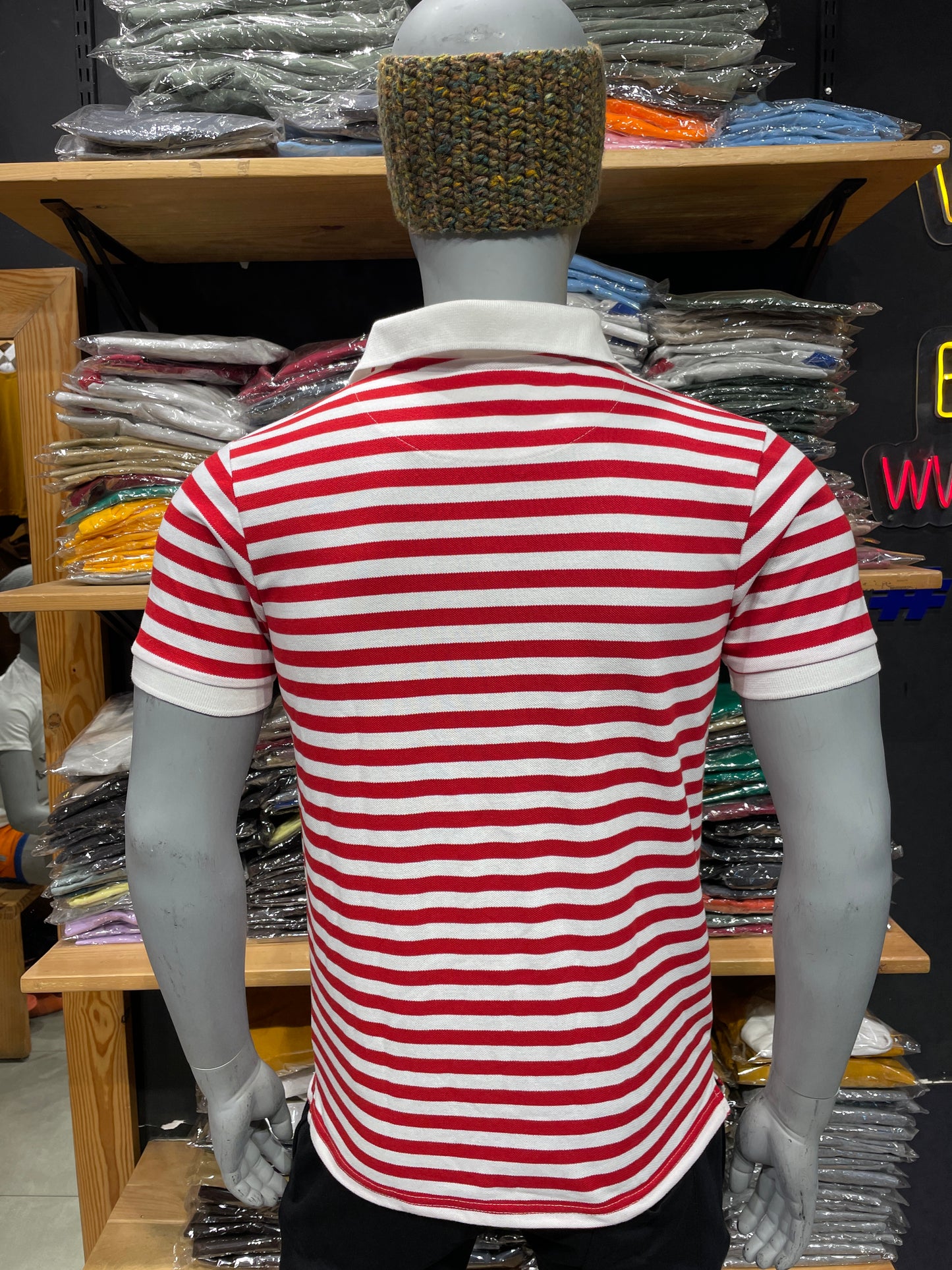 Red / White Striped Polo Tshirt