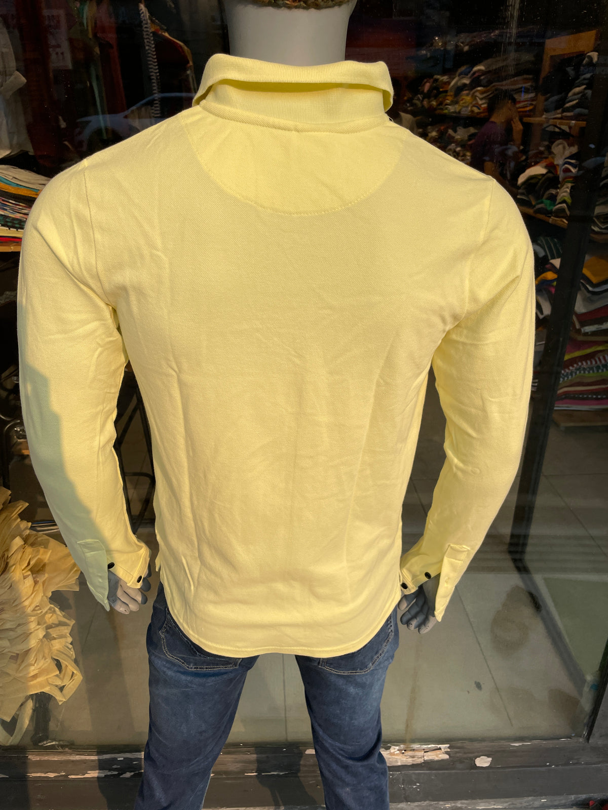 Light Lemon Full Sleeves Polo Tshirt