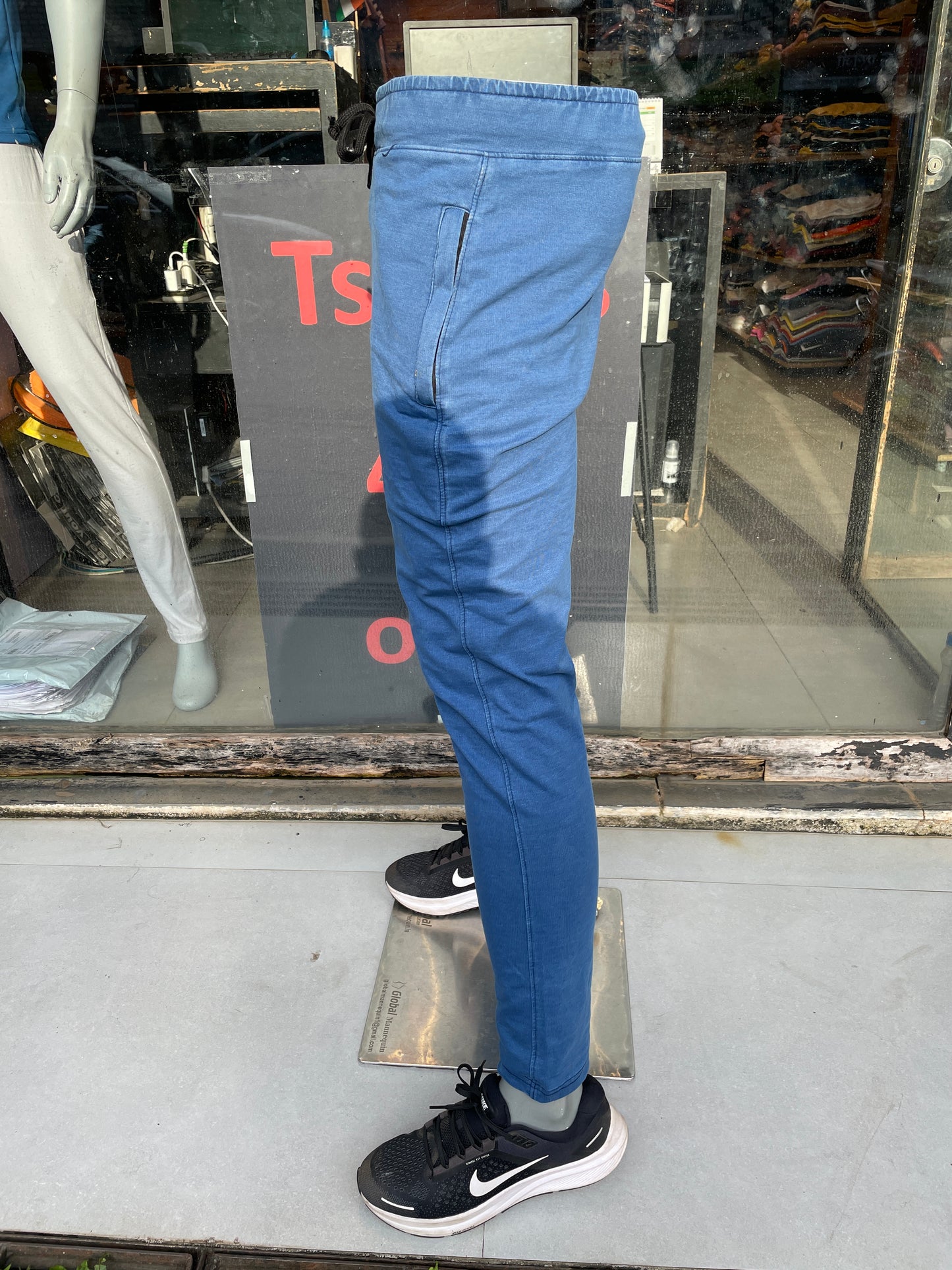 Denim Blue Stretch Track Pant