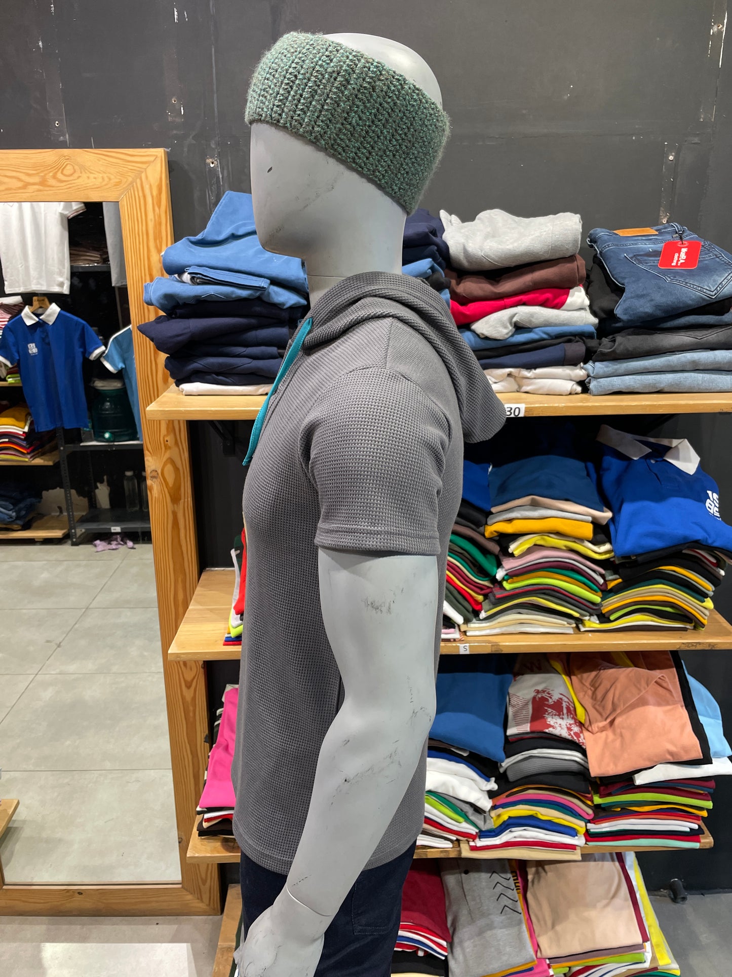 Steel Grey Waffle Hooded Tee