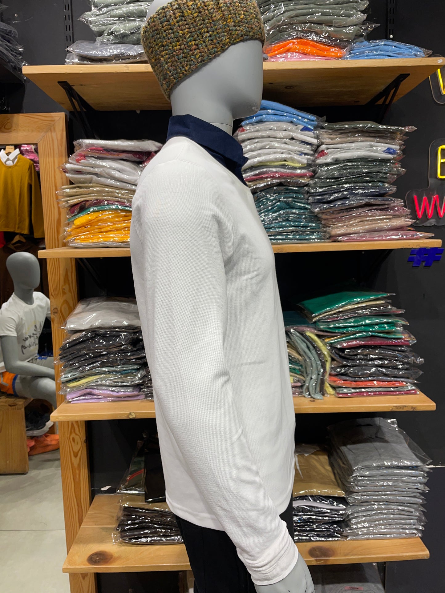 White Pull Over Type Collar Tee