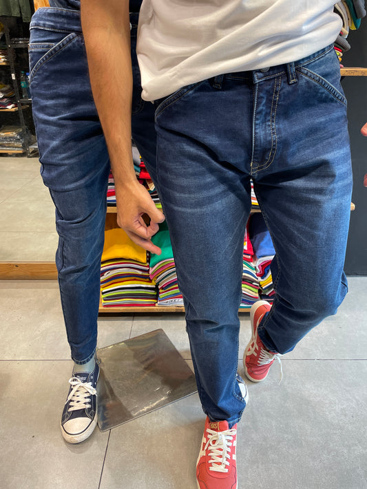 Dark Blue Cross Pocket Jeans
