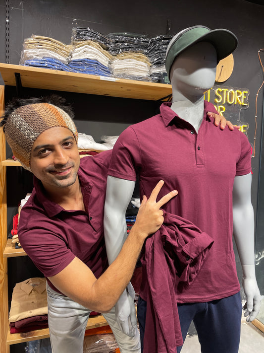 Burgundy Small Collar Tshirt