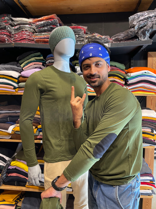 Olive Elbow Patch Tshirt